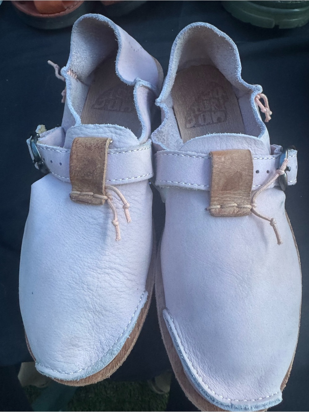 Women’s Light Pink Leather Moccasin Mary Jane with Tan Accent